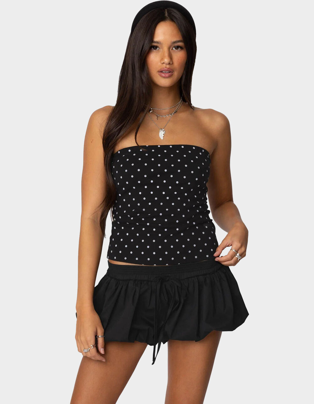 EDIKTED Polka Dot Built In Bra Tube Top
