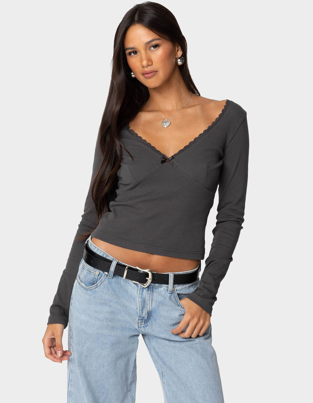 EDIKTED Adrienne Lace Trim Top
