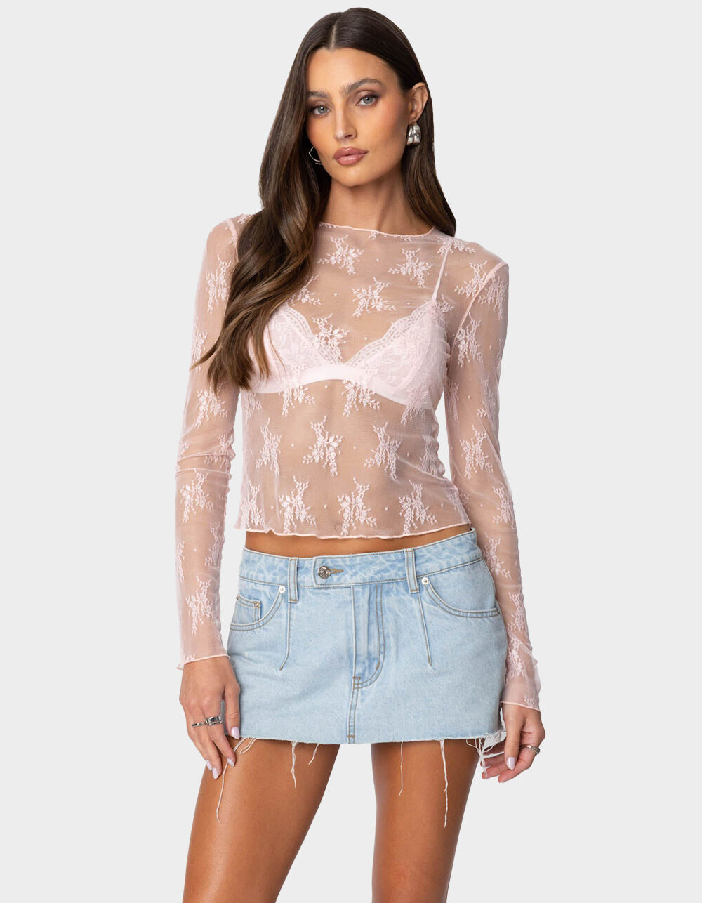 EDIKTED Lise Sheer Lace Top