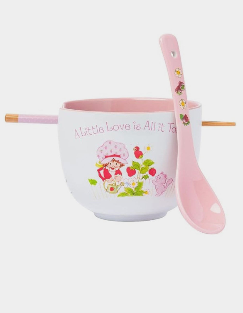 STRAWBERRY SHORTCAKE Ramen Bowl With Chopsticks & Spoon