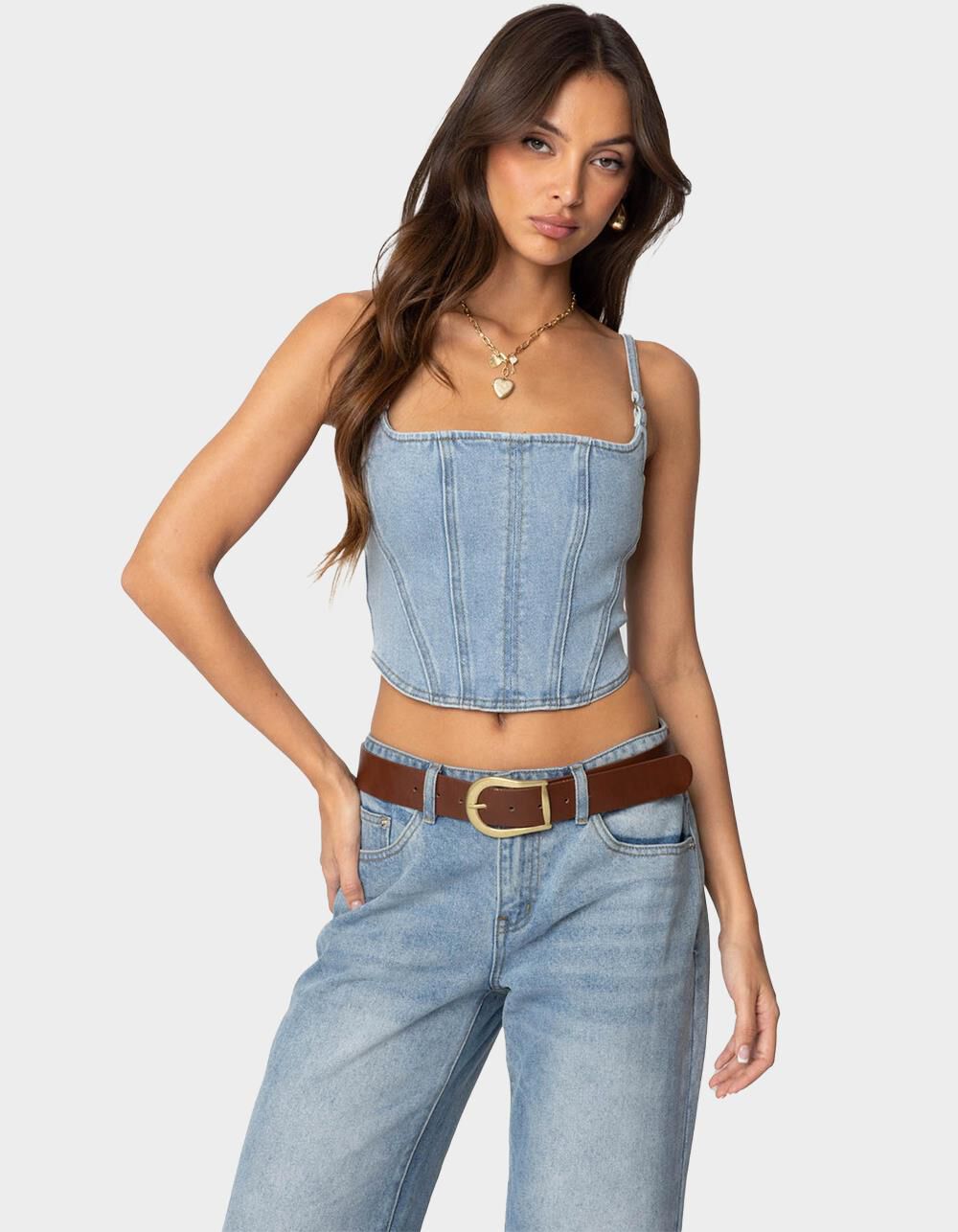 EDIKTED Tennessee Denim Corset