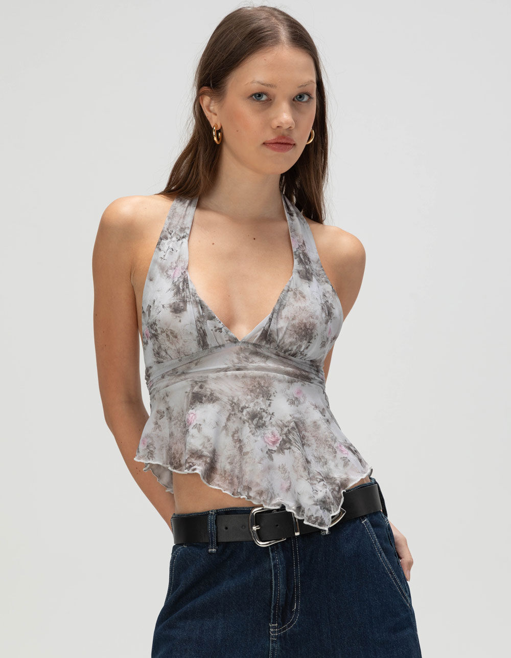 FULL TILT Mesh Hanky Womens Halter Top