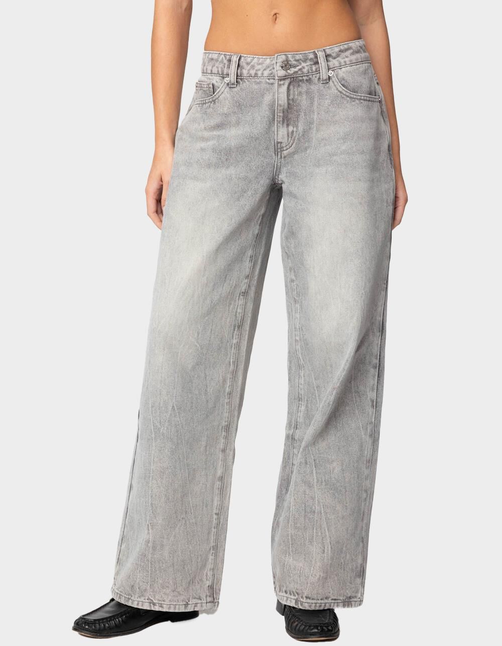 EDIKTED Magda Low Rise Acid Wash Jeans