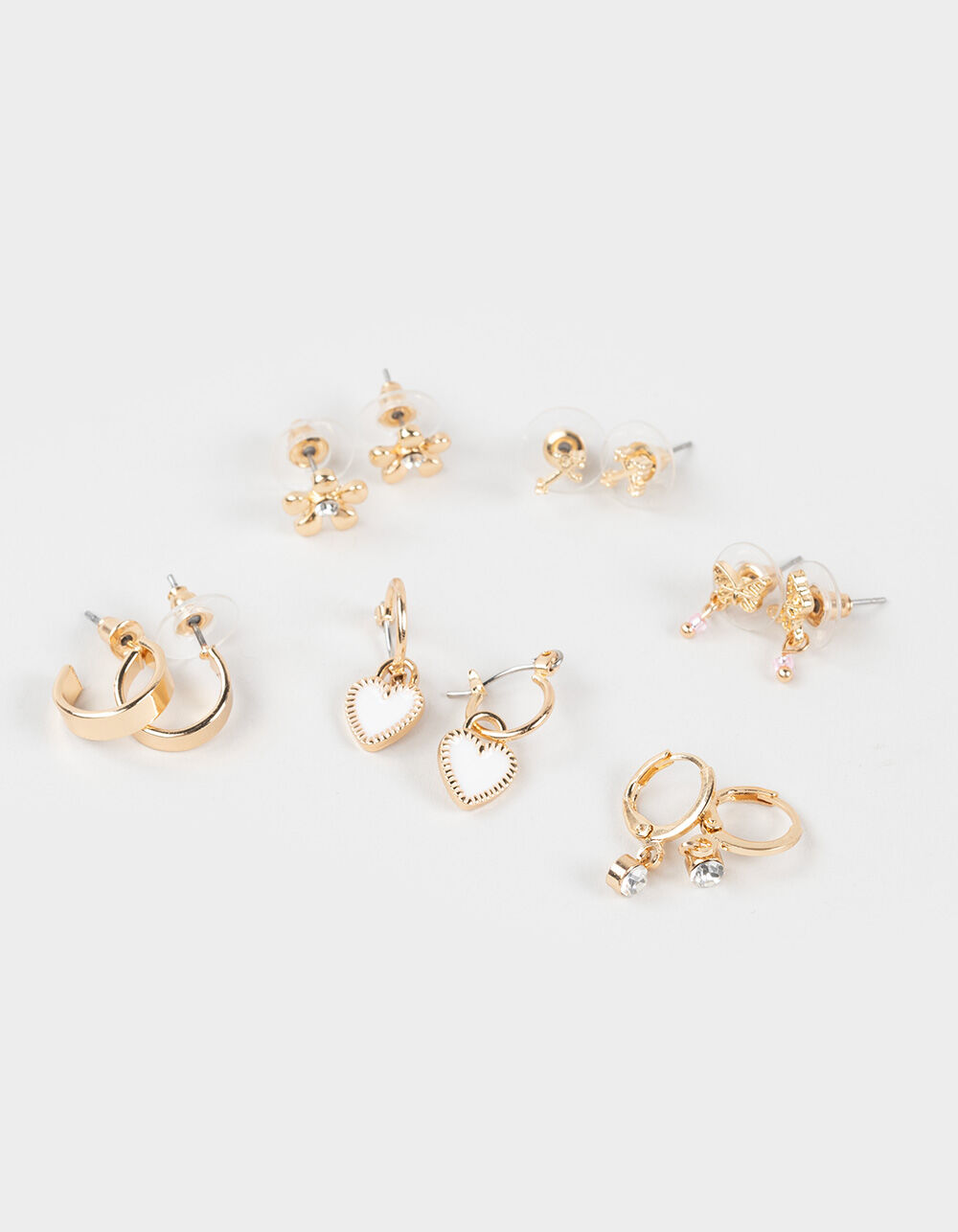 FULL TILT 6 Pack Heart/Cross/Butterfly Hoop Earrings