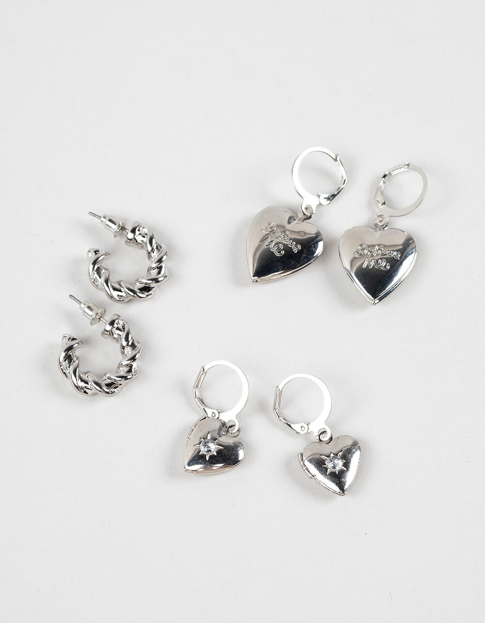 FULL TILT 3 Pack I Love Me Heart/Hooped Earrings