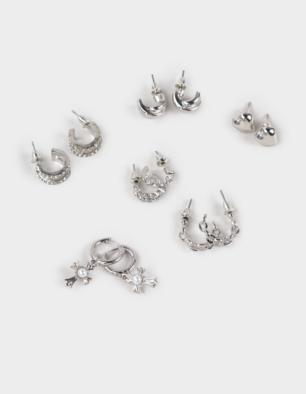 FULL TILT 6 Pack Heart/Cross/Hoop Earrings