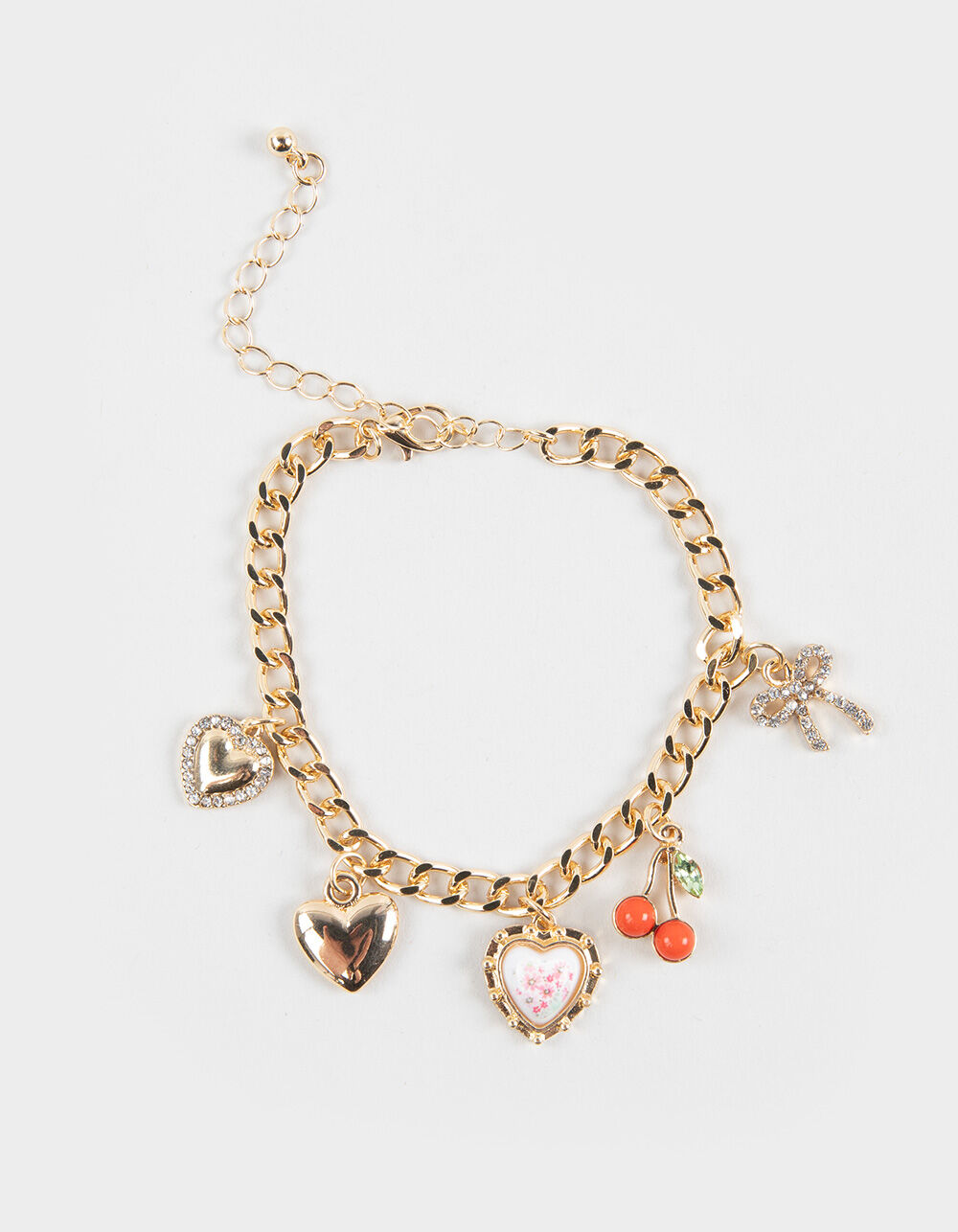 FULL TILT Cherry/Heart/Floral Charm Bracelet