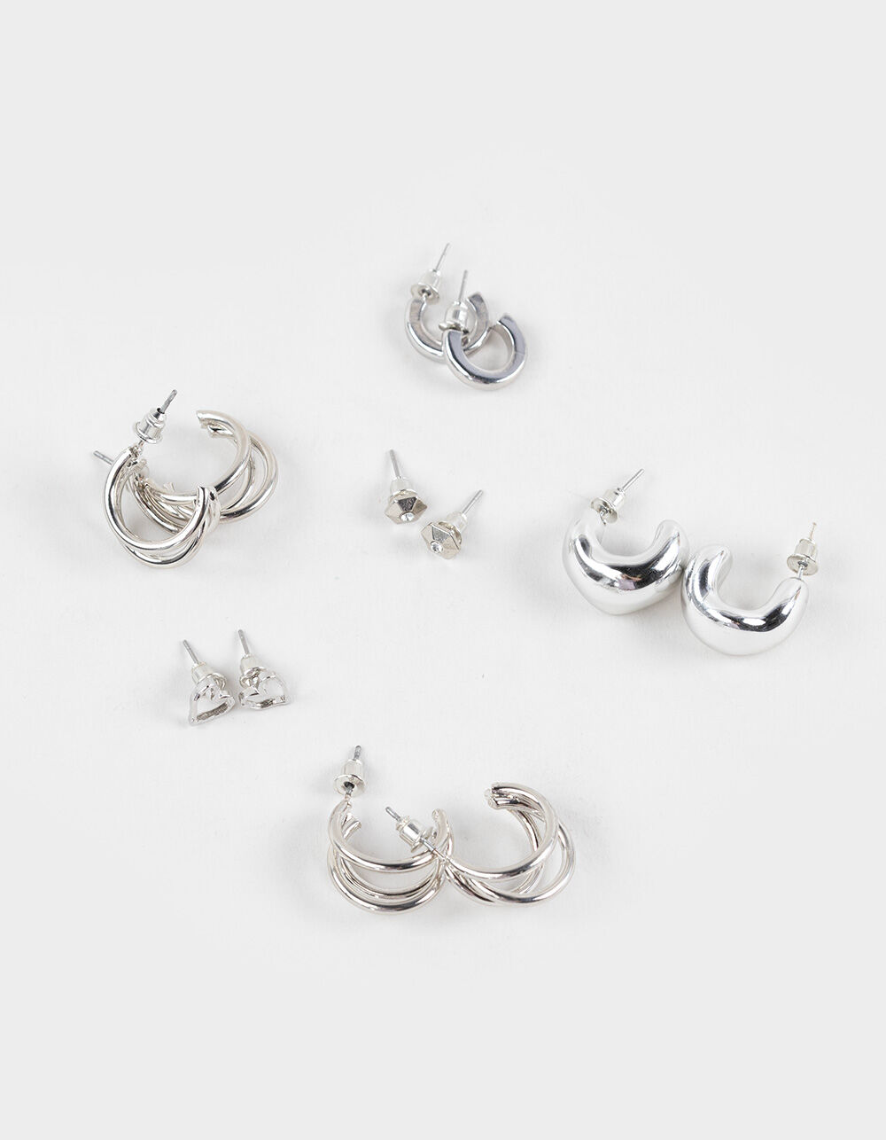 FULL TILT 6 Pack Heart/Chunky Hoop Earrings