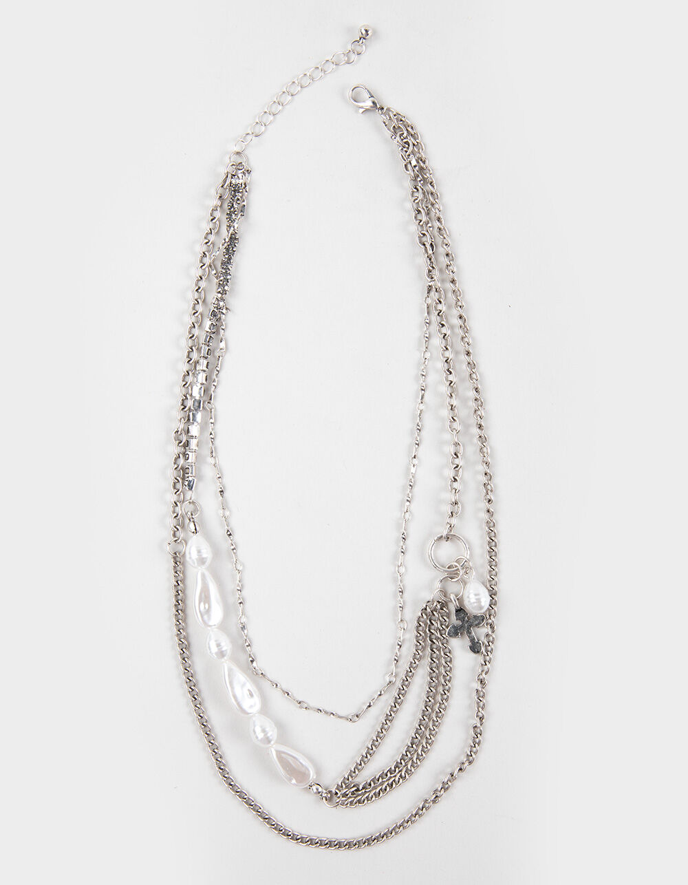 FULL TILT Layered Pearl/Cross Necklace