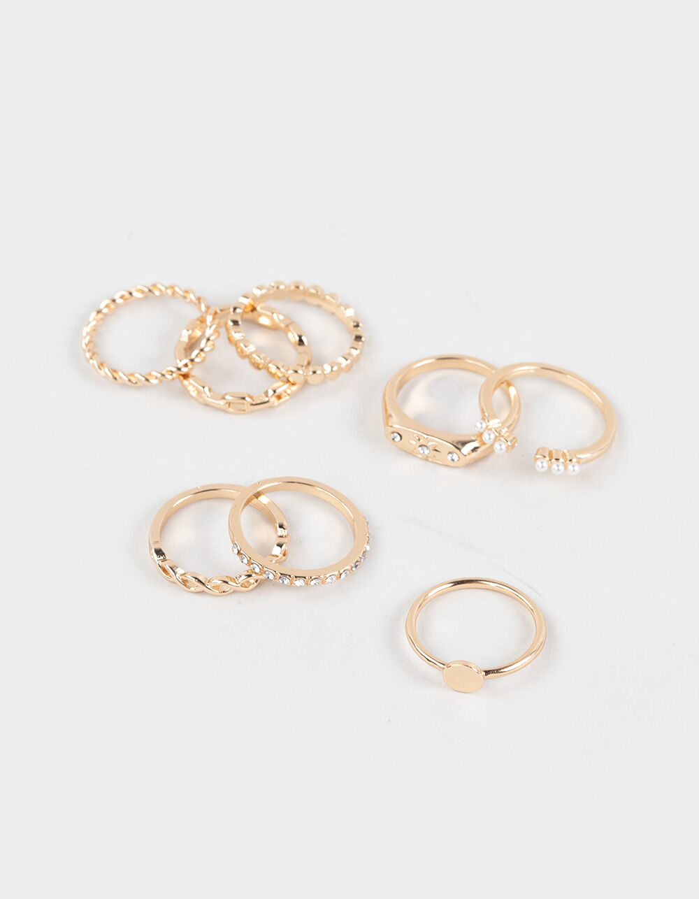 FULL TILT 8 Pack Pearl/Rhinestone Rings