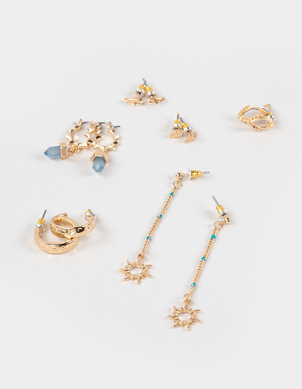 FULL TILT 6 Pack Crystal/Sun Hoop Earrings