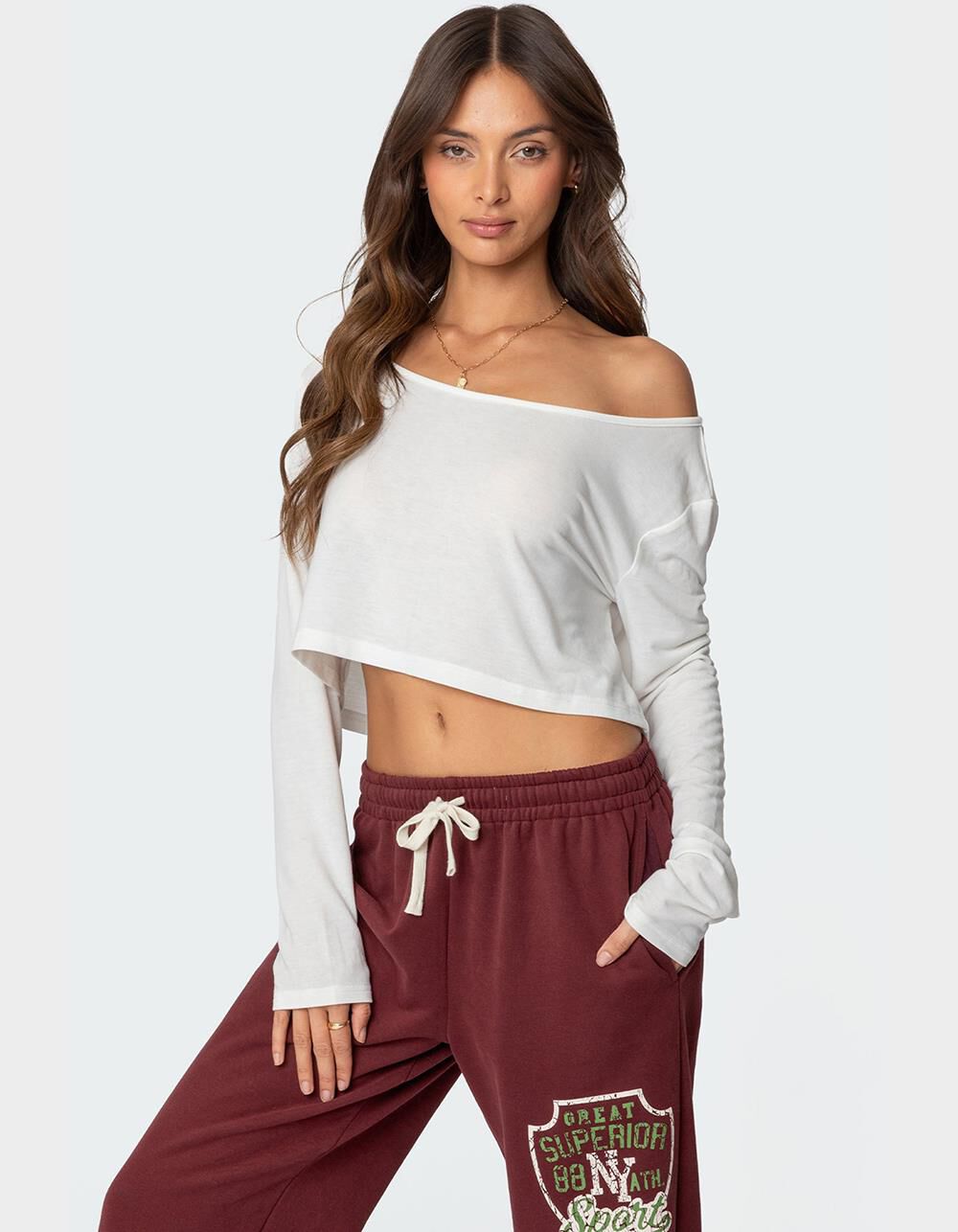 EDIKTED Cropped Off Shoulder Top