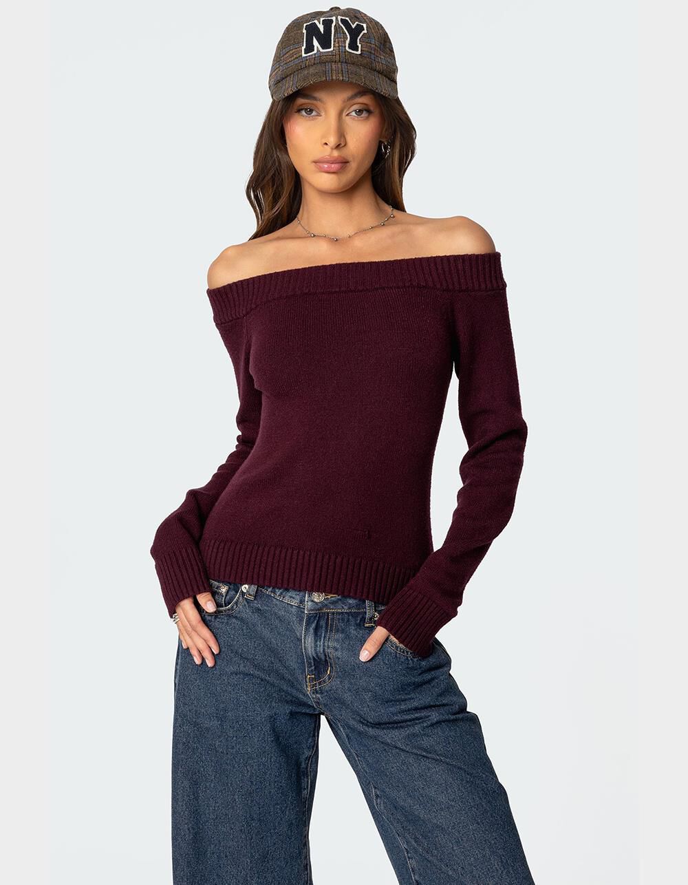 EDIKTED Elona Off Shoulder Knit Top
