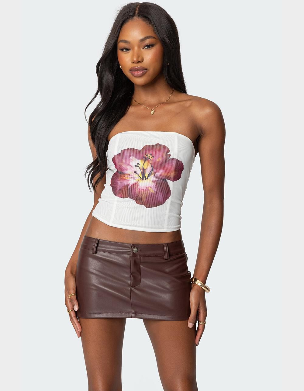 EDIKTED Wild Blossom Lace Up Mesh Corset