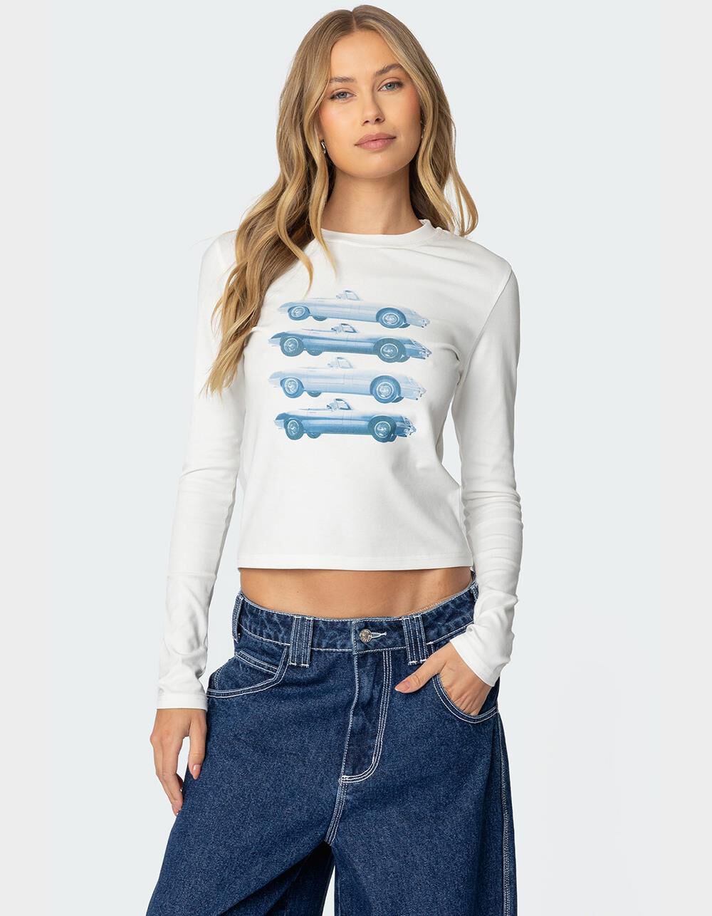 EDIKTED Car Club Long Sleeve Tee
