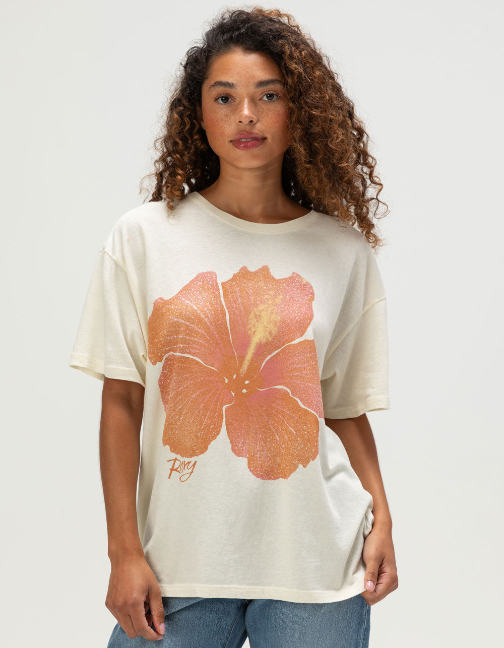 ROXY Hibiscus Spray Womens Boyfriend Tee