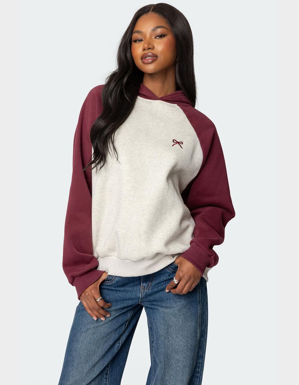 EDIKTED Raglan Bow Oversized Hoodie