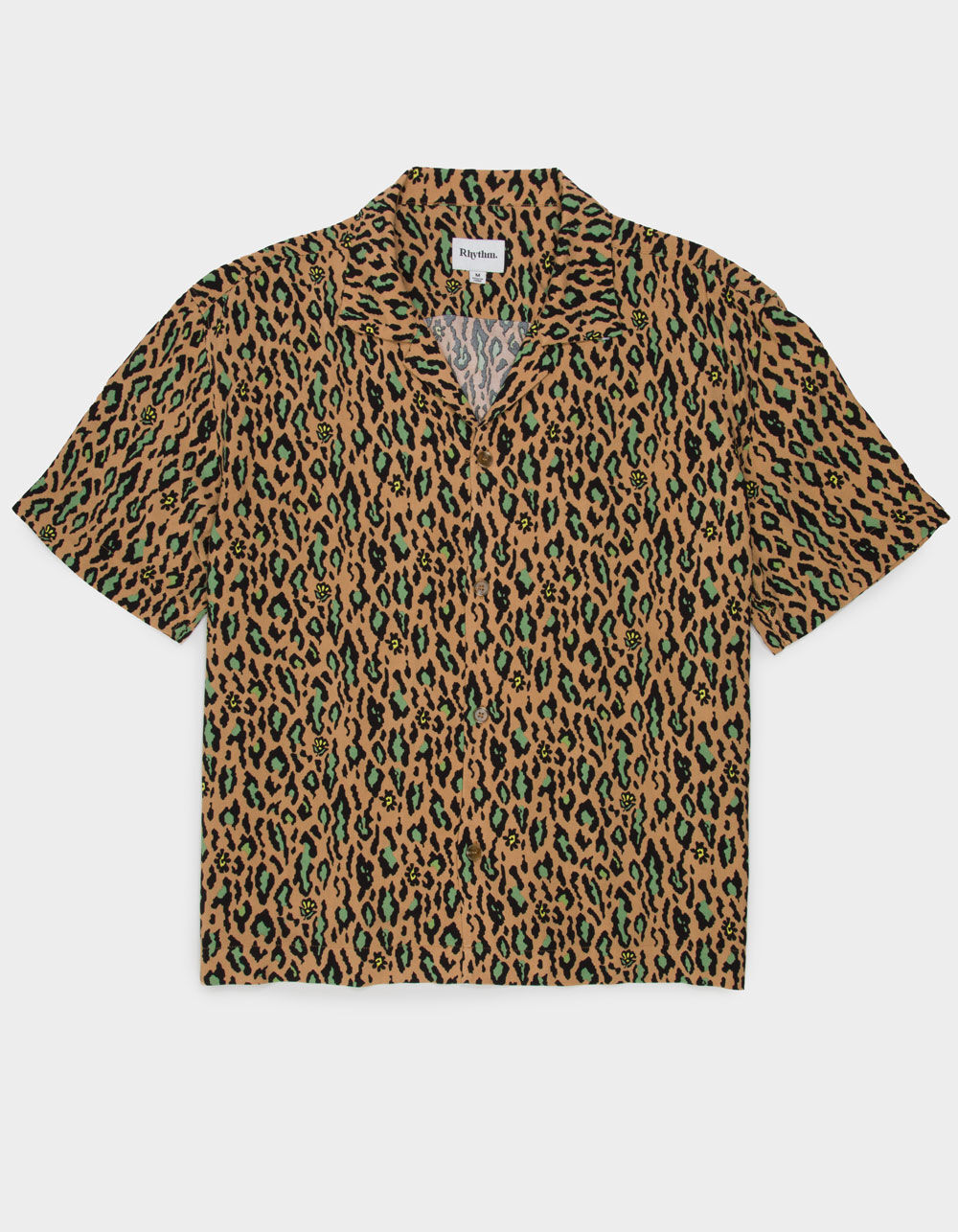 RHYTHM Leopard Print Mens Button Up Shirt