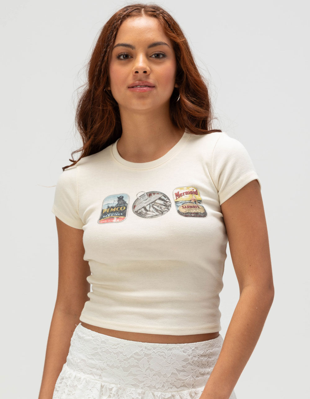 FULL TILT Sardine Tin Womens Baby Tee