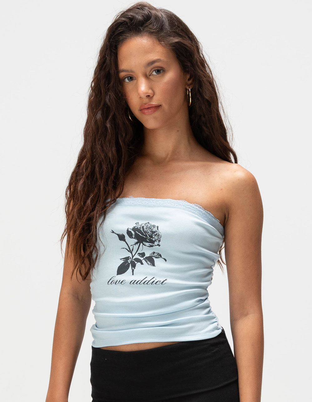 FULL TILT Rose Lace Trim Womens Tube Top