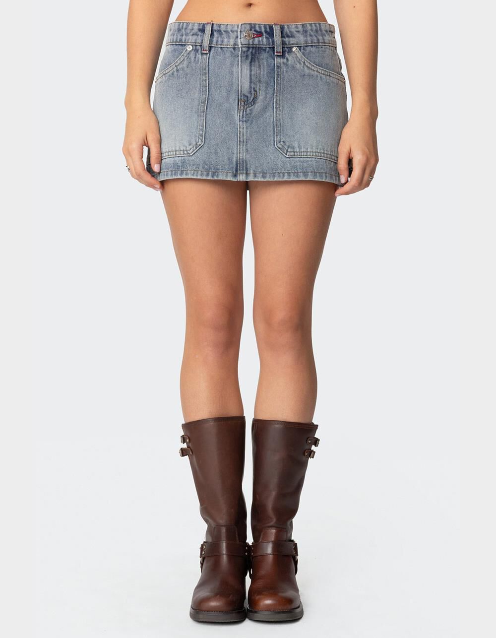EDIKTED Gigi Carpenter Denim Mini Skirt