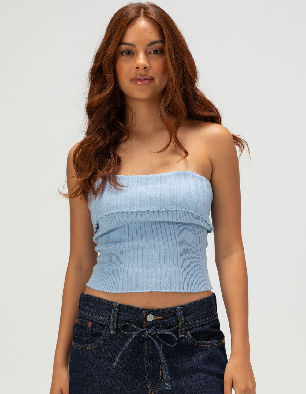 RSQ Womens Fold Over Rib Tube Top