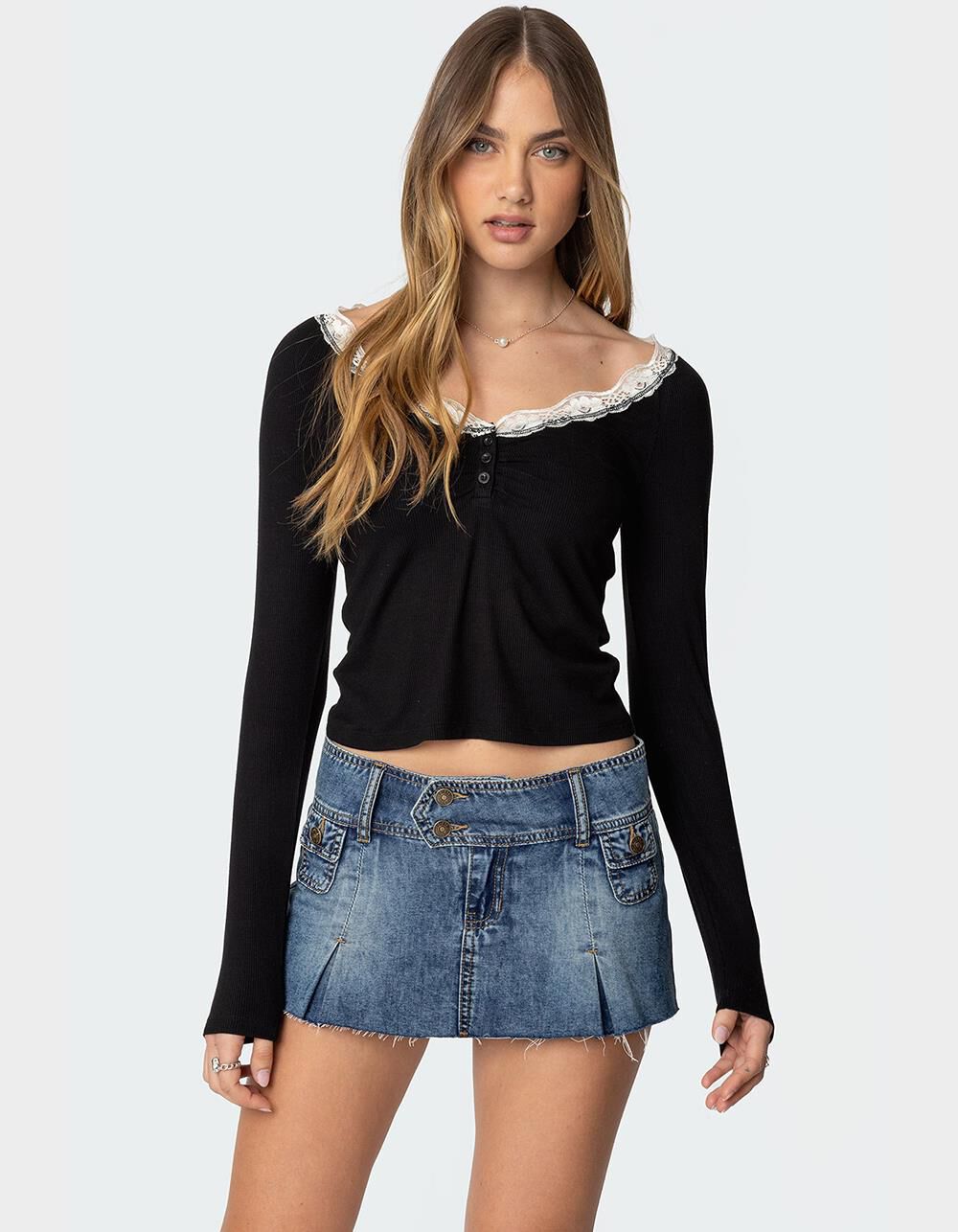 EDIKTED Tracey Lace Trim Top