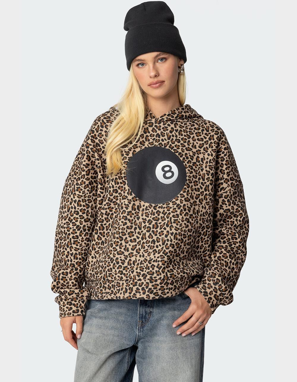 EDIKTED Leopard Magic 8 Oversized Hoodie