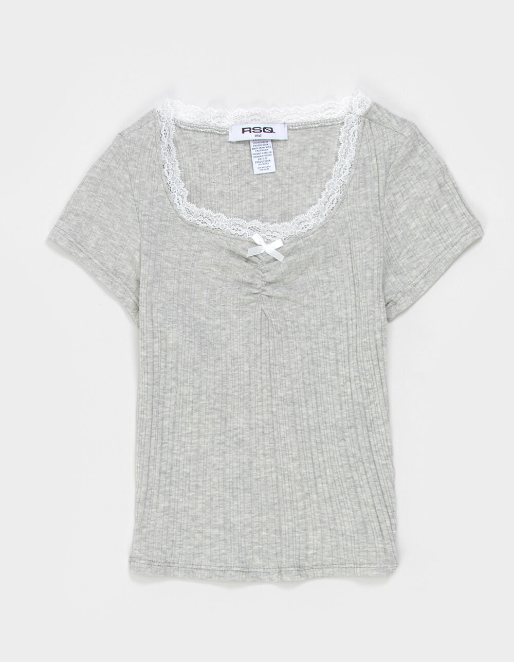 RSQ Girls Cinch Lace Trim Top