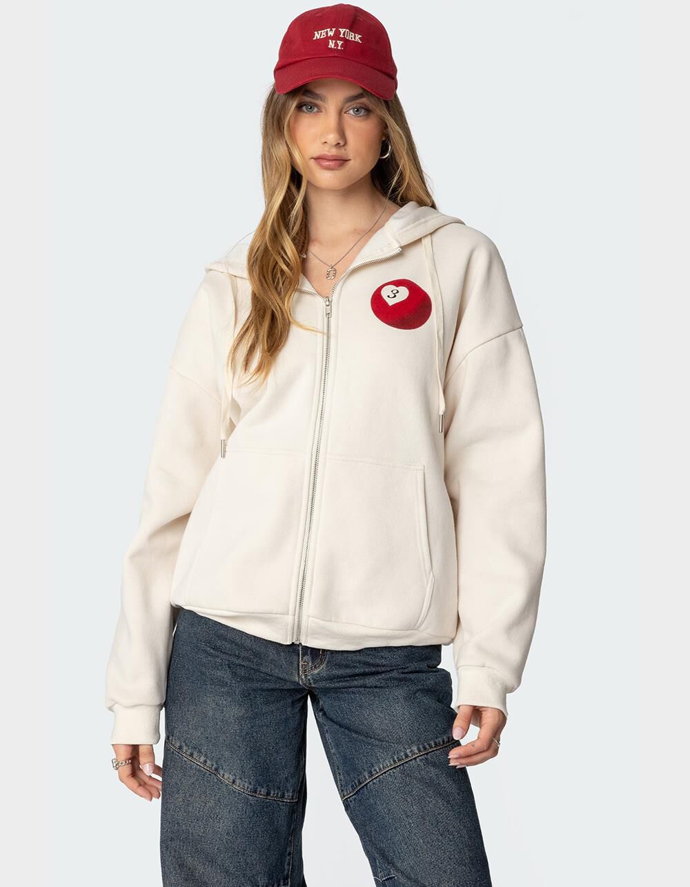EDIKTED Magic 3 Oversized Zip Up Hoodie