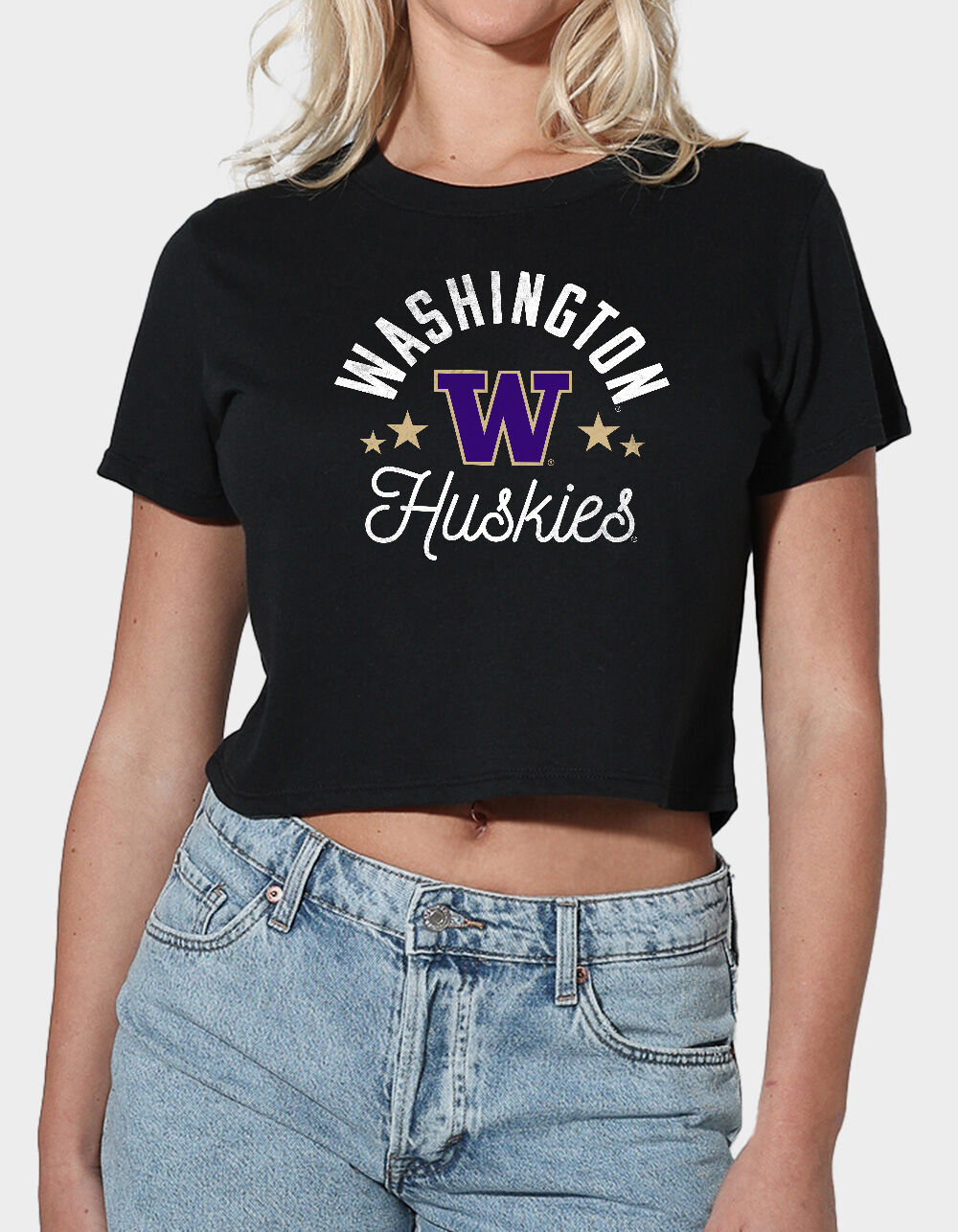 THE UNIVERSITY OF WASHINGTON Official Huskies Womens Cropped Tee