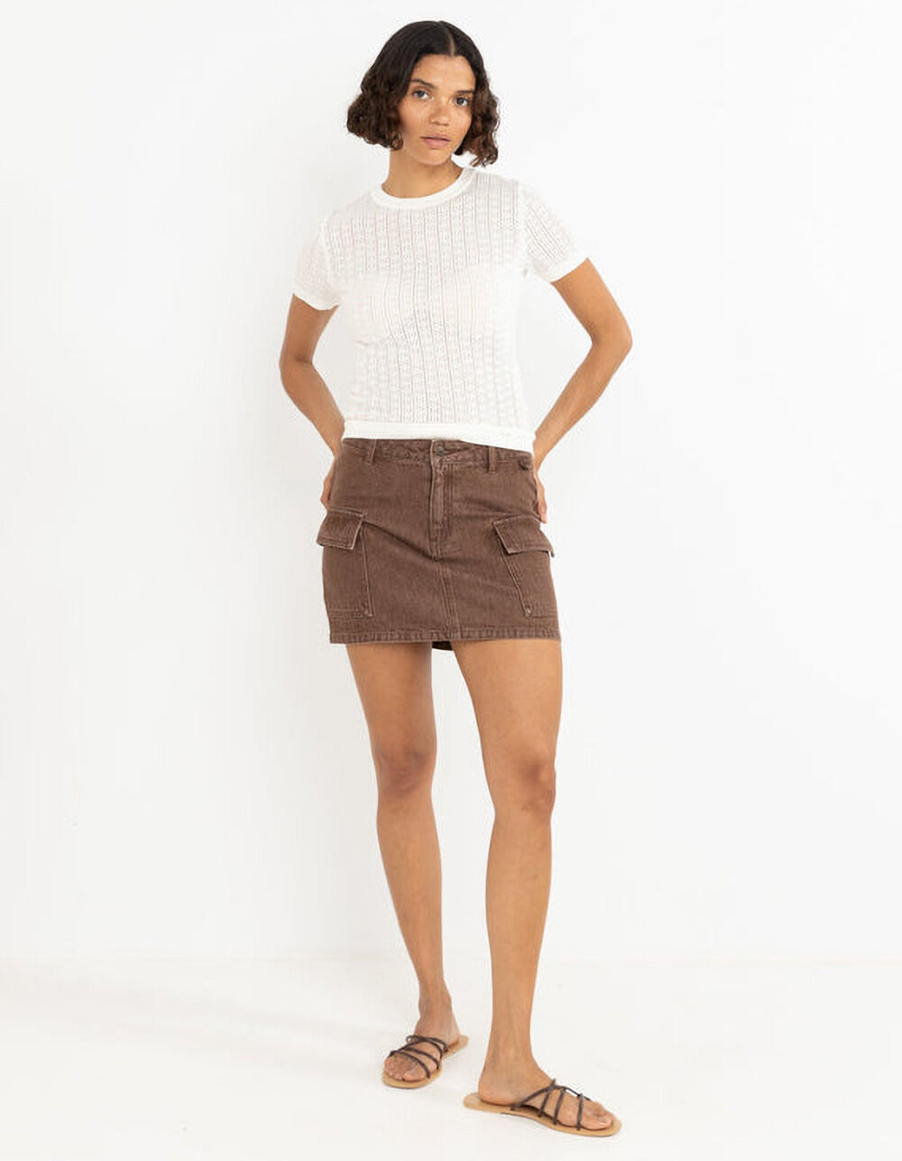 RHYTHM Cargo Womens Denim Mini Skirt