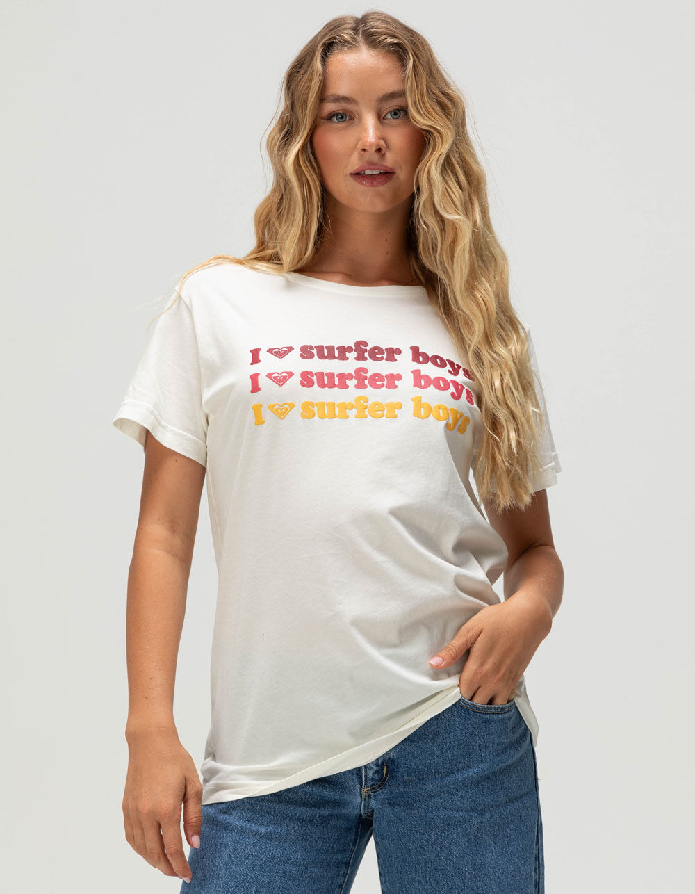 ROXY I Love Surfer Boys Womens Boyfriend Tee