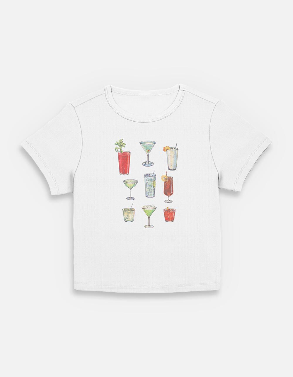 DRINKS Grid Womens Baby Tee