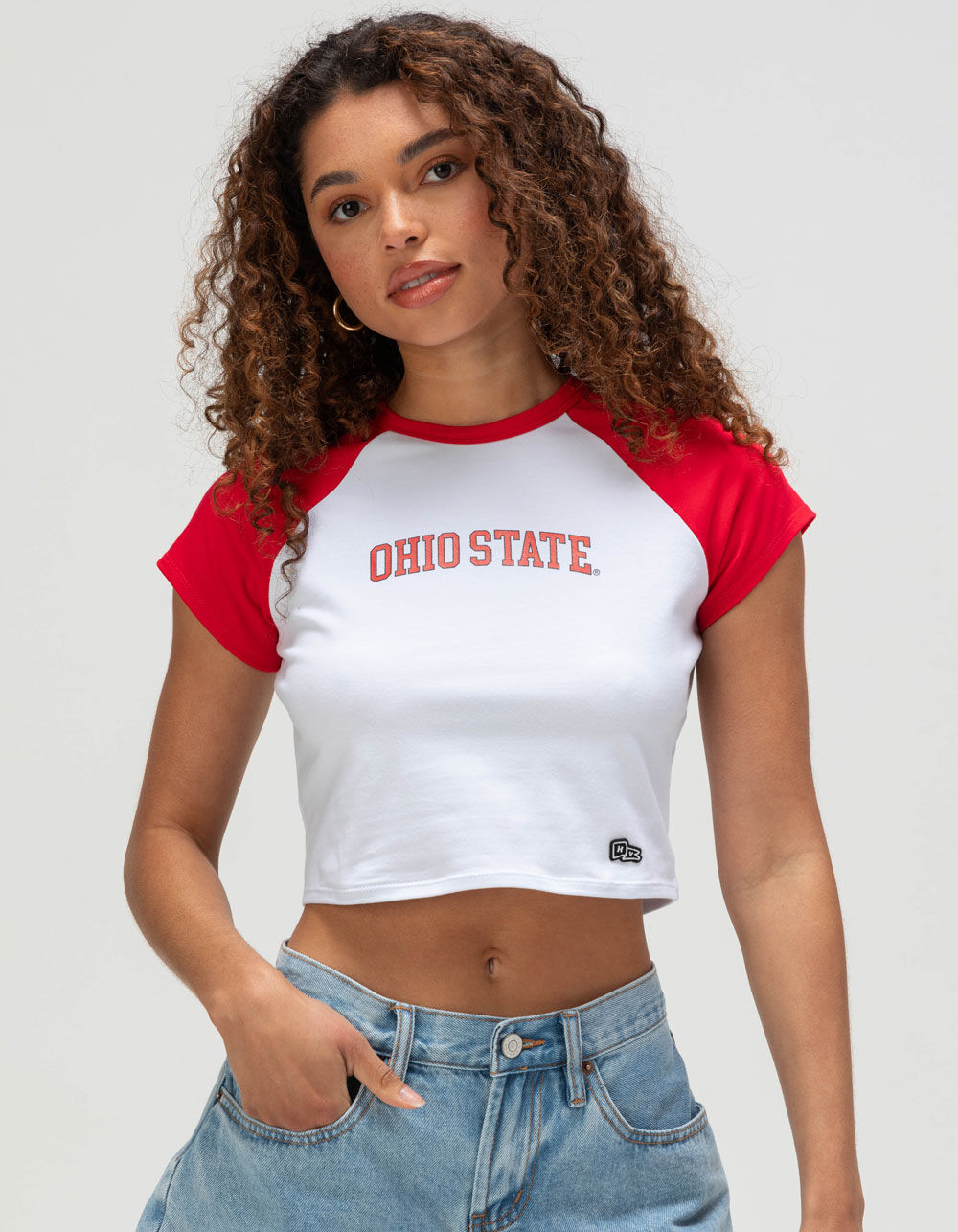 HYPE AND VICE Ohio State University Womens Crop Raglan Tee