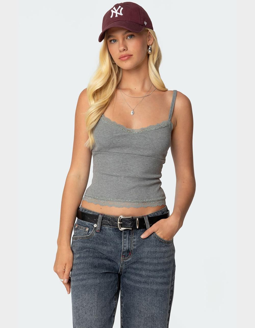 EDIKTED Mireille Lacey Tank Top