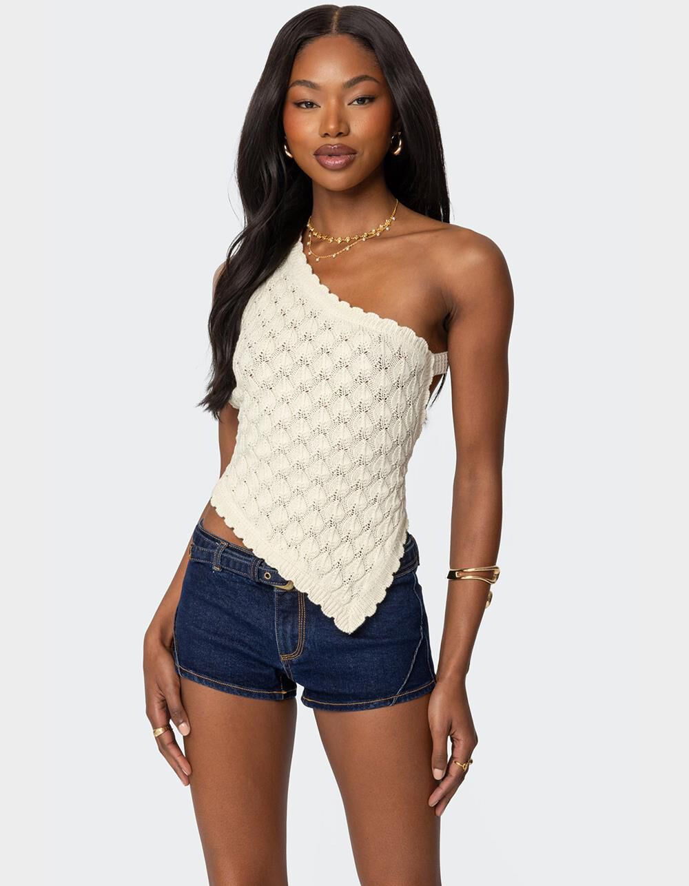 EDIKTED Codi Backless Asymmetric Knit Top