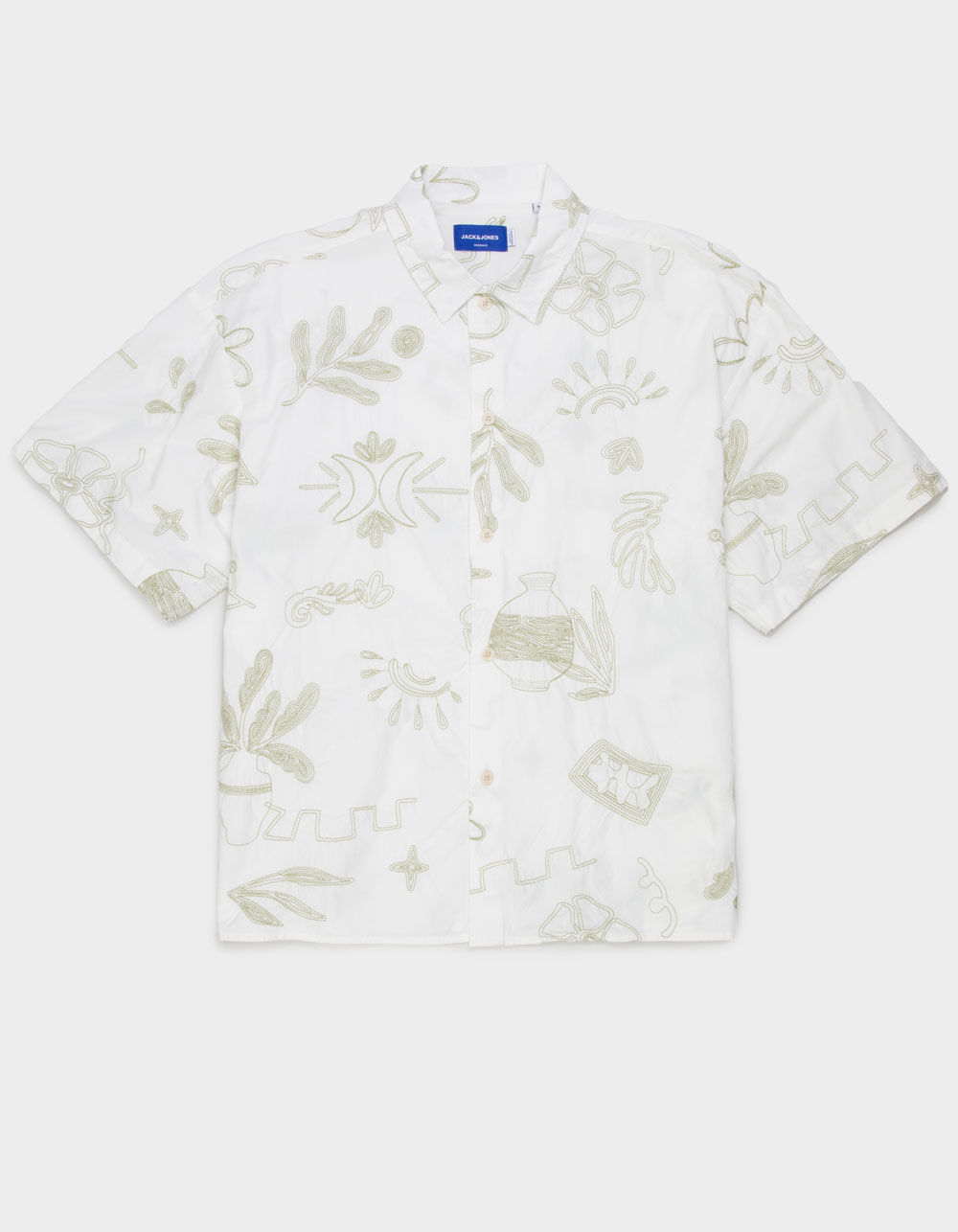 JACK & JONES Curtis Mens Embroidered Oversized Button Up Shirt