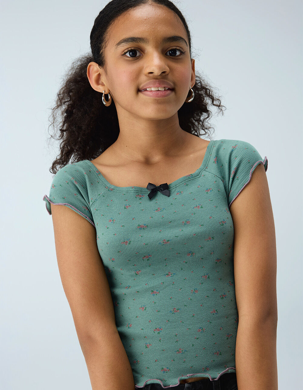 FULL TILT Ditsy Scoop Neck Girls Top