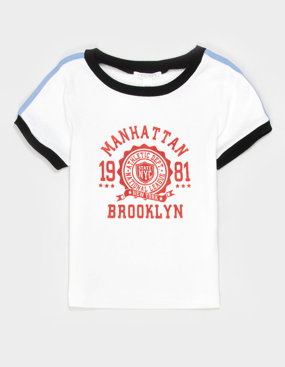FULL TILT Brooklyn Girls Flocked Ringer Tee