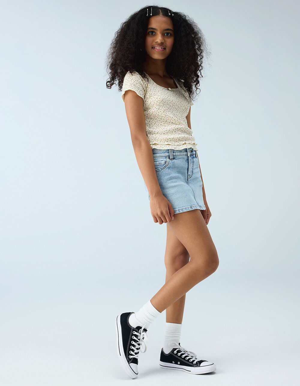 RSQ Girls Butterfly 2 Button Denim Skort