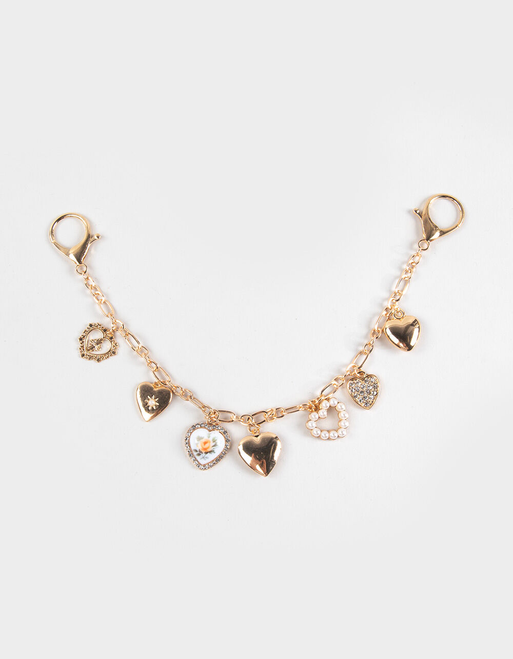 FULL TILT Heart Locket Pearl Bag Charm Chain