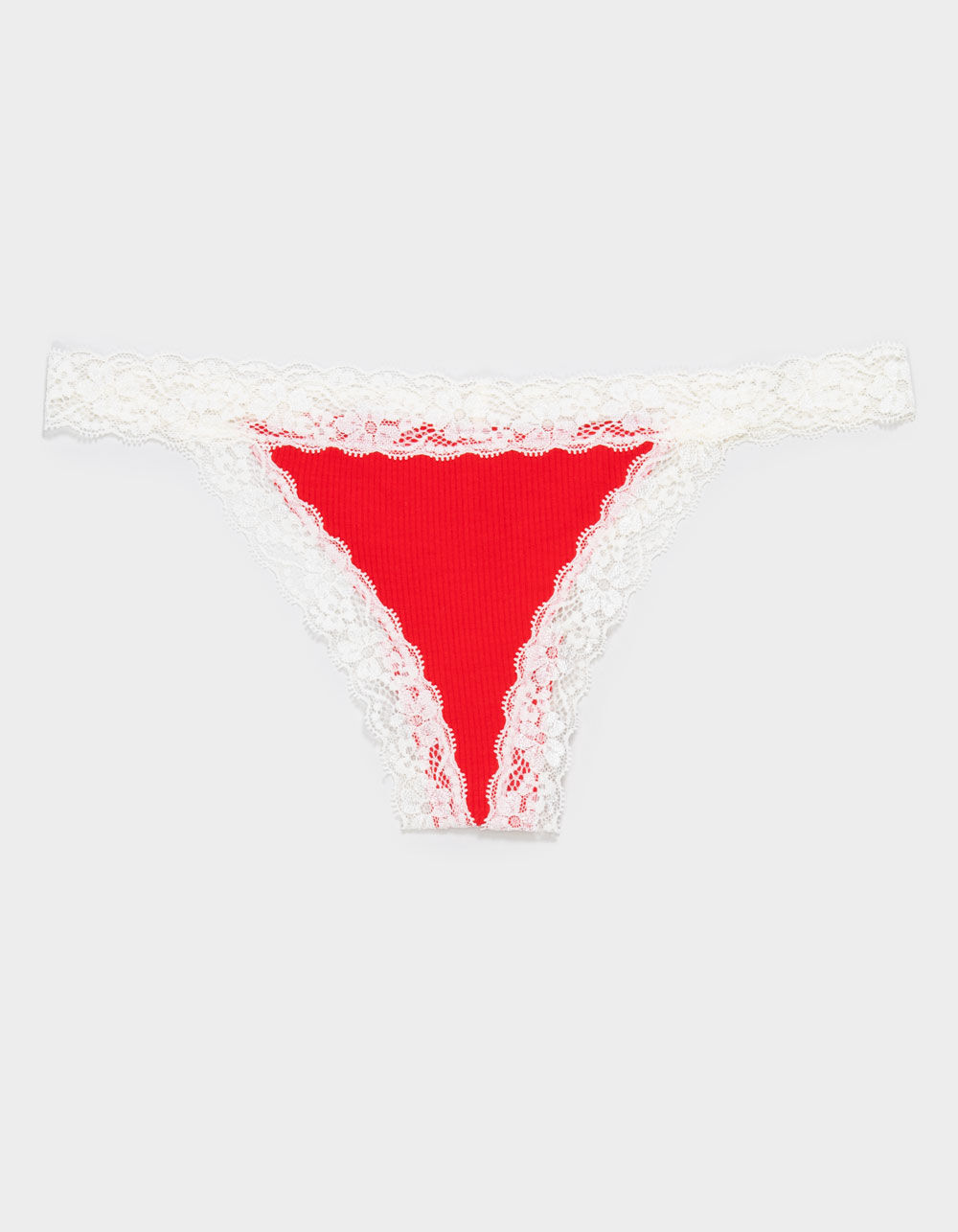 FULL TILT Rib Lace Trim Thong