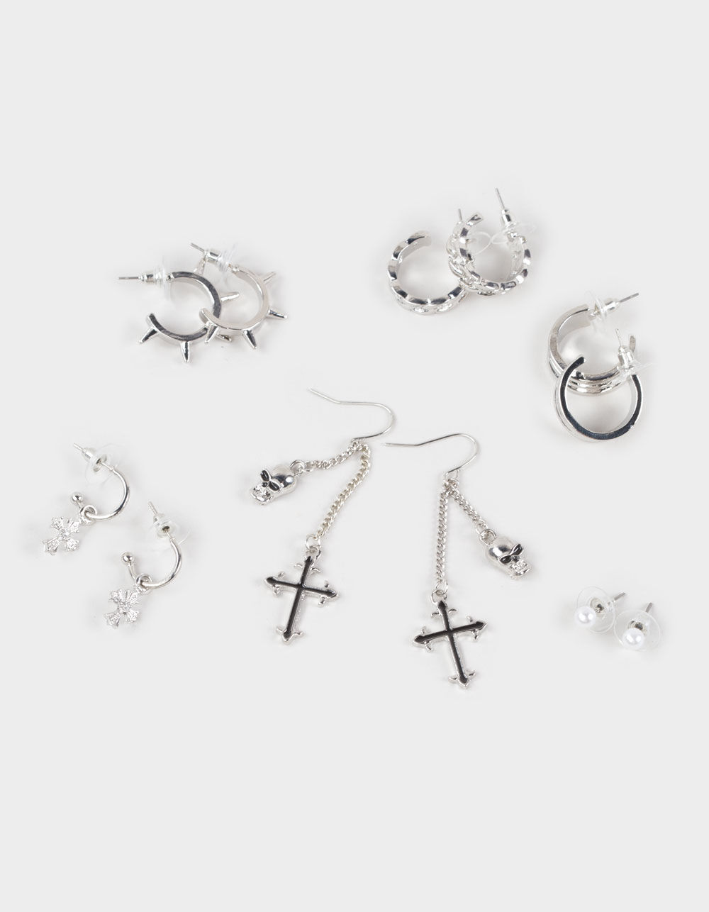 FULL TILT 6 Pack Hoop Dangle Cross Earrings
