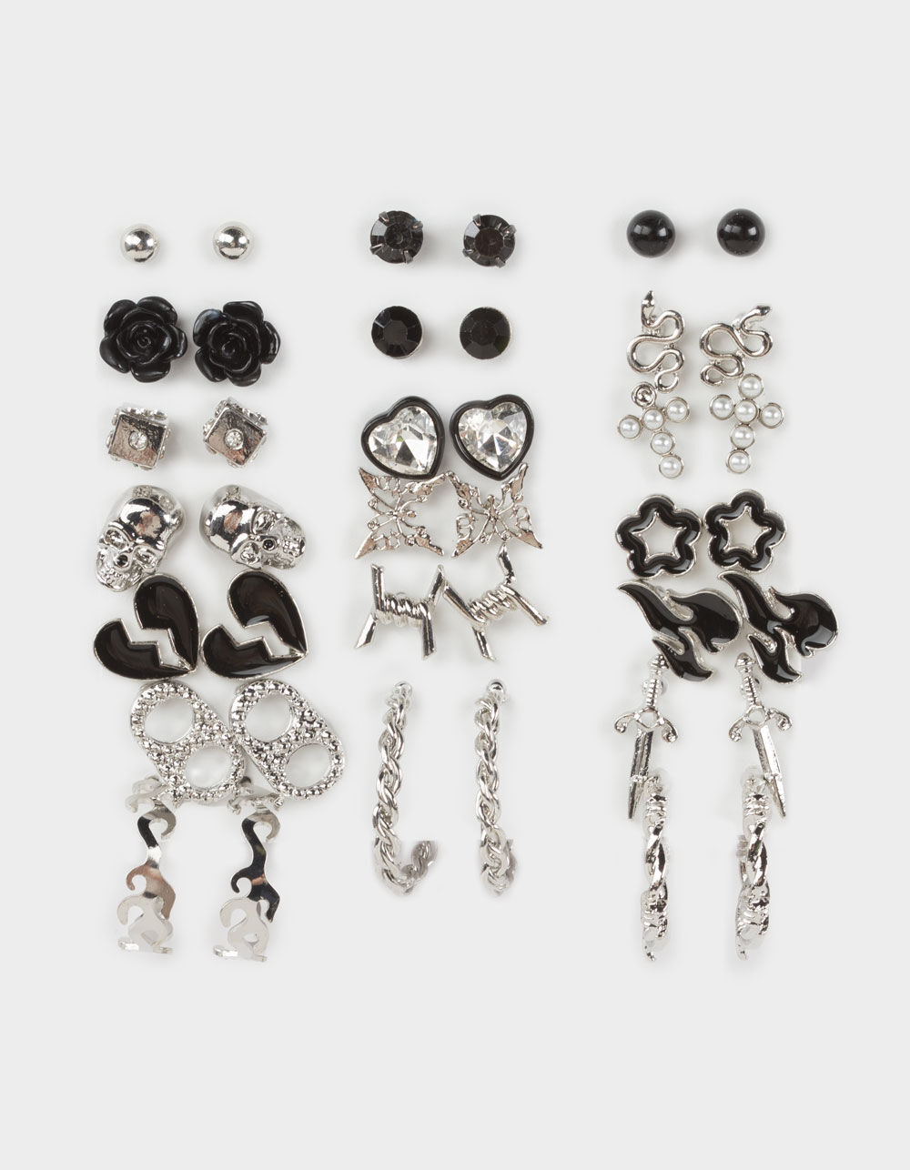 FULL TILT 20 Pack Punk Heart Sword Butterfly Earrings