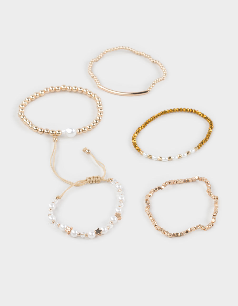 FULL TILT 5 Pack Beaded Pearl Stretch Band Bracelets