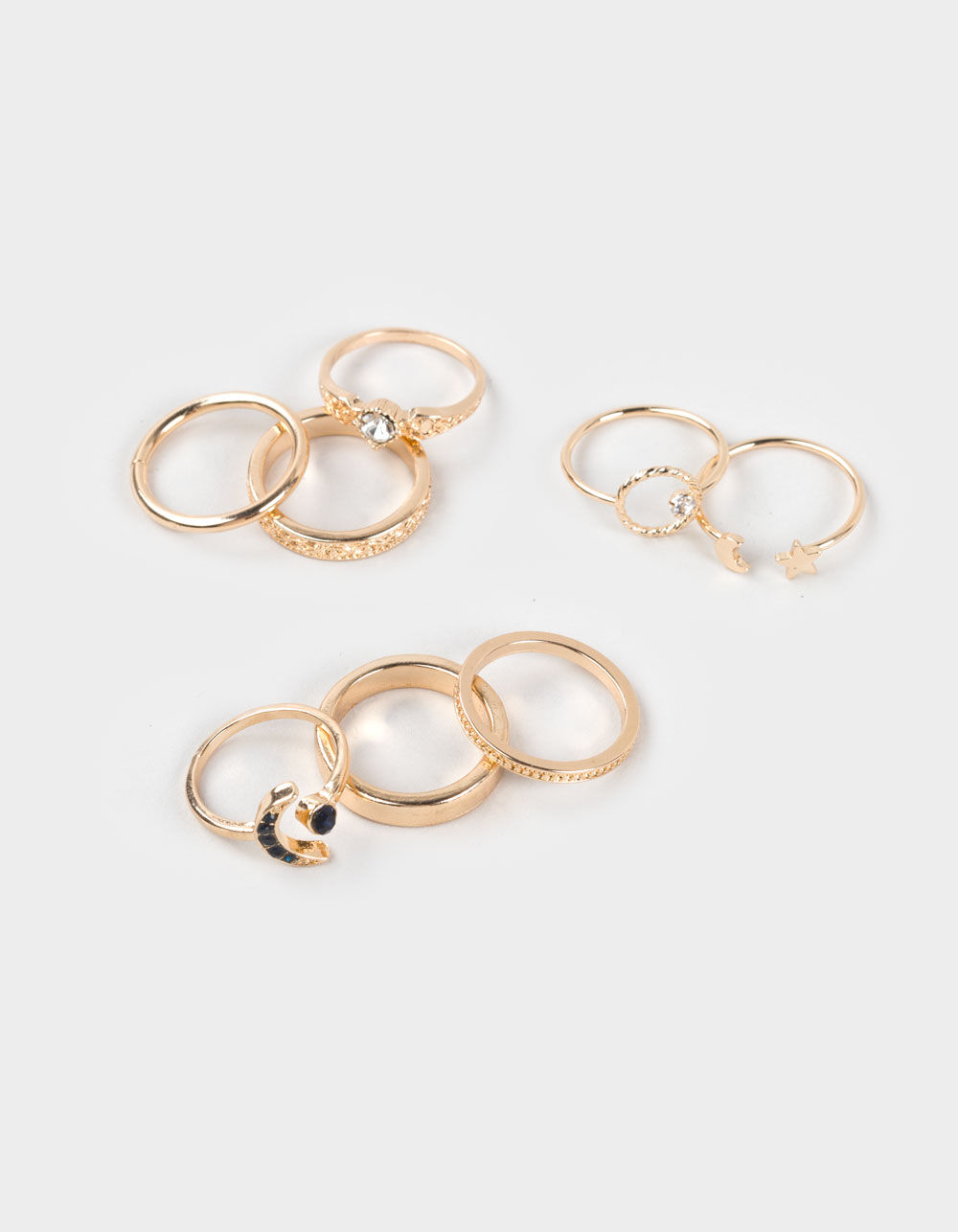 FULL TILT 8 Pack Star Moon Stone Rings