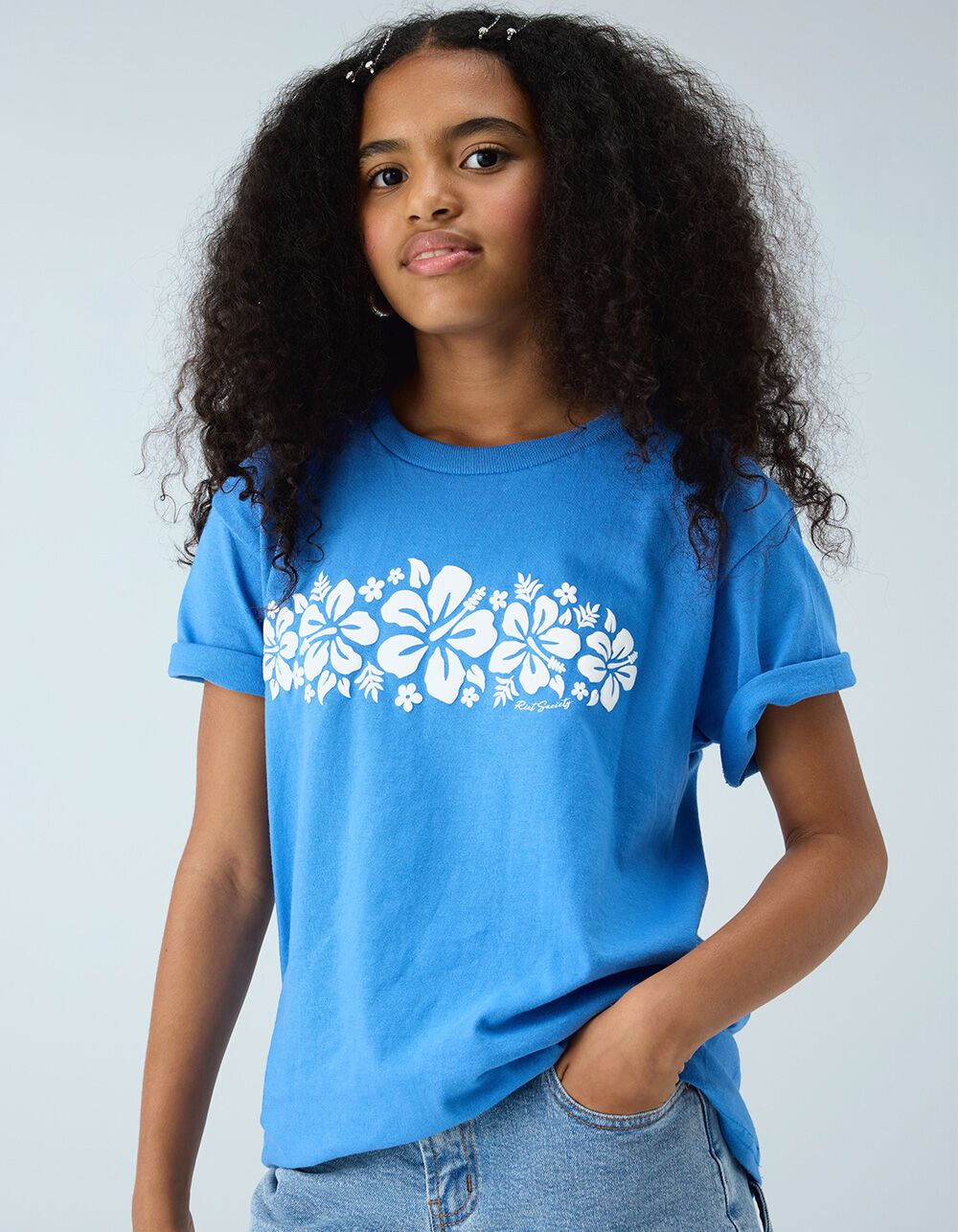 RIOT SOCIETY Flower Puff Girls Boyfriend Tee
