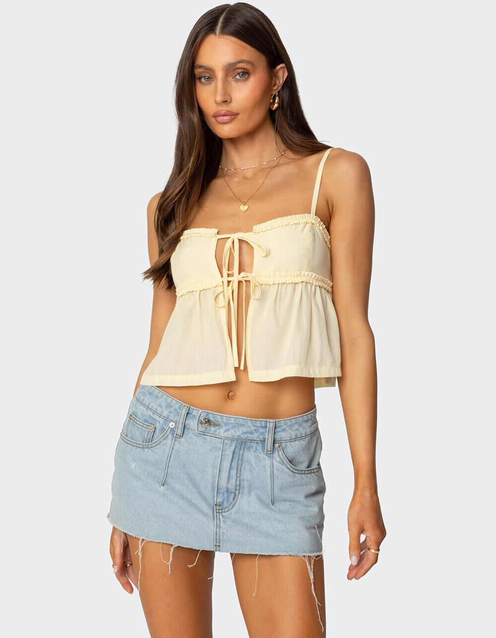 EDIKTED Loula Tie Front Tank Top
