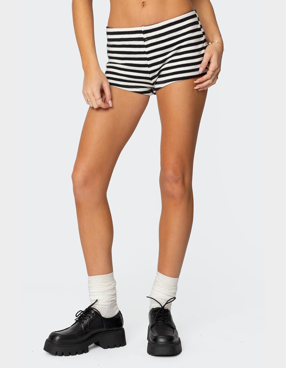 EDIKTED Hali Striped Knit Shorts